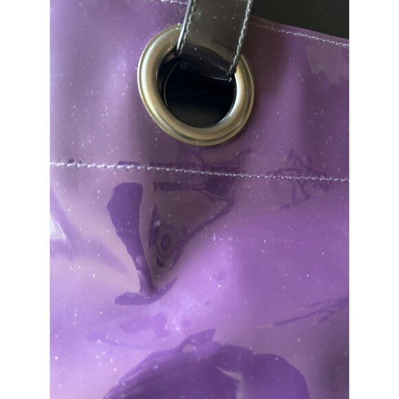 Crate & Barrel Palazzo Patent Tote Purple Aubergine 15.5"x14"x5.5" - Picture 2 of 4